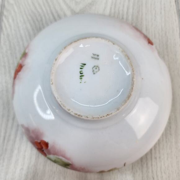 VTG Czech China Serving Bowl 6" Hand Painted Signed Grapes Leaves Gold Trim - Picture 7 of 10